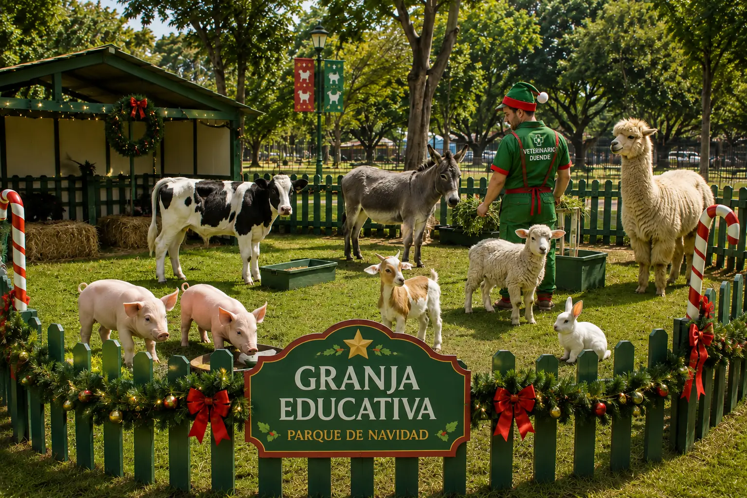 Familia visitando la Granja Educativa