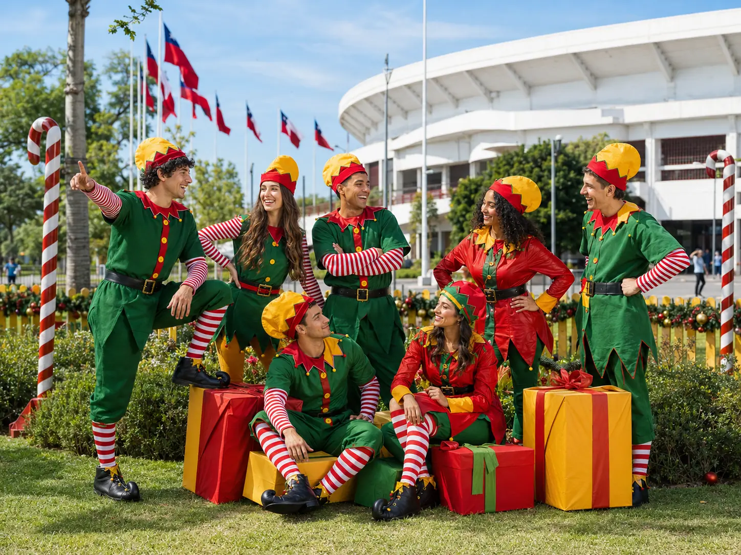 Elenco del Parque de Navidad representando una celebración abierta e inclusiva