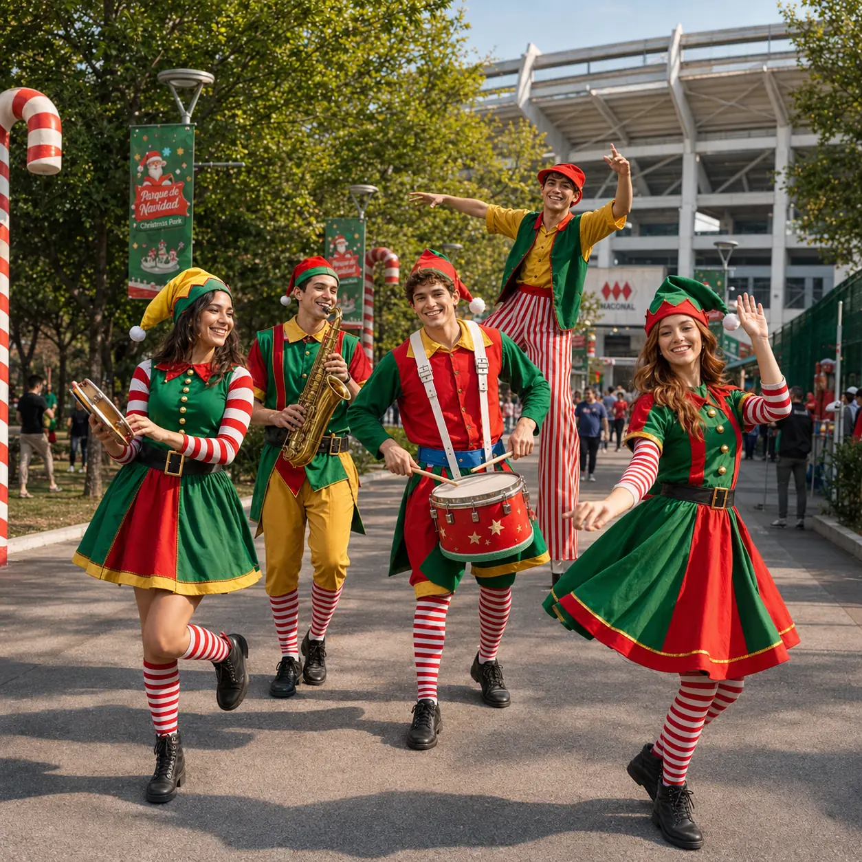 Bailarines navideños iniciando la comparsa